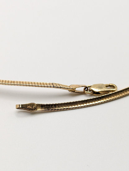 Vintage Michael Anthony Gold Italy Choker. 10k Gold Omega Necklace Chain Snake Chain. Yellow Gold Herringbone Chain.