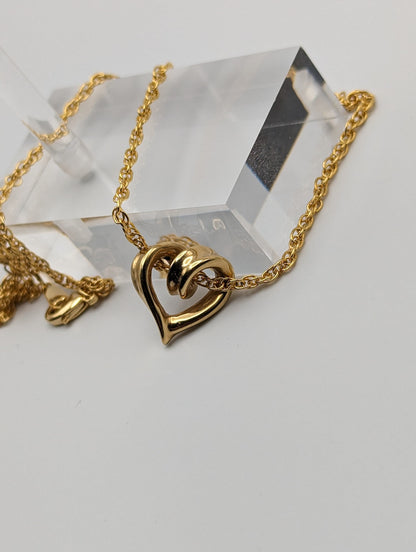 10k Yellow Gold Twist Heart Pendant. 10k Infinity Heart Pendant. Complimentary 14k GF necklace