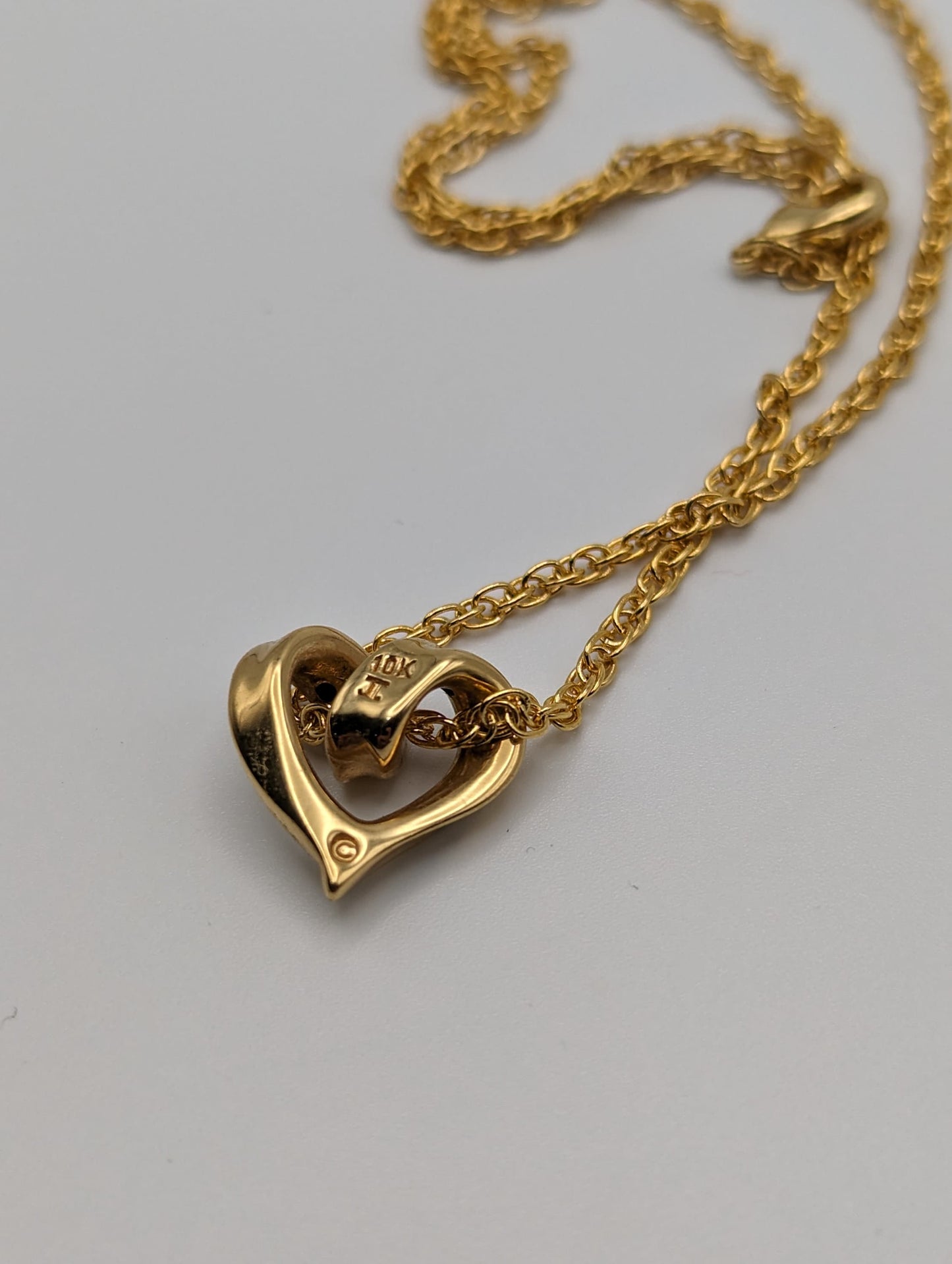 10k Yellow Gold Twist Heart Pendant. 10k Infinity Heart Pendant. Complimentary 14k GF necklace