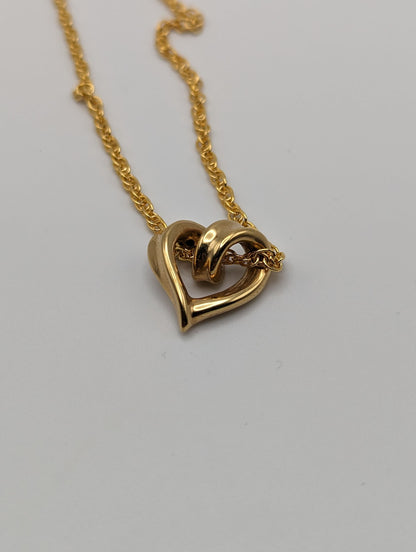 10k Yellow Gold Twist Heart Pendant. 10k Infinity Heart Pendant. Complimentary 14k GF necklace