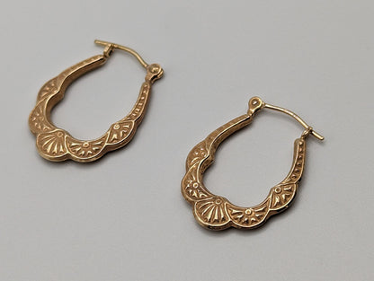 14k Yellow Gold Hollow Puff Earrings. Jacmel Hoop Earrings.14k Gold Hollow Shrimp Hoop Earrings. 14k Hollow Hoop Earrings.