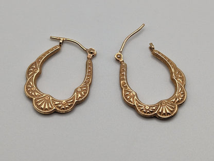 14k Yellow Gold Hollow Puff Earrings. Jacmel Hoop Earrings.14k Gold Hollow Shrimp Hoop Earrings. 14k Hollow Hoop Earrings.