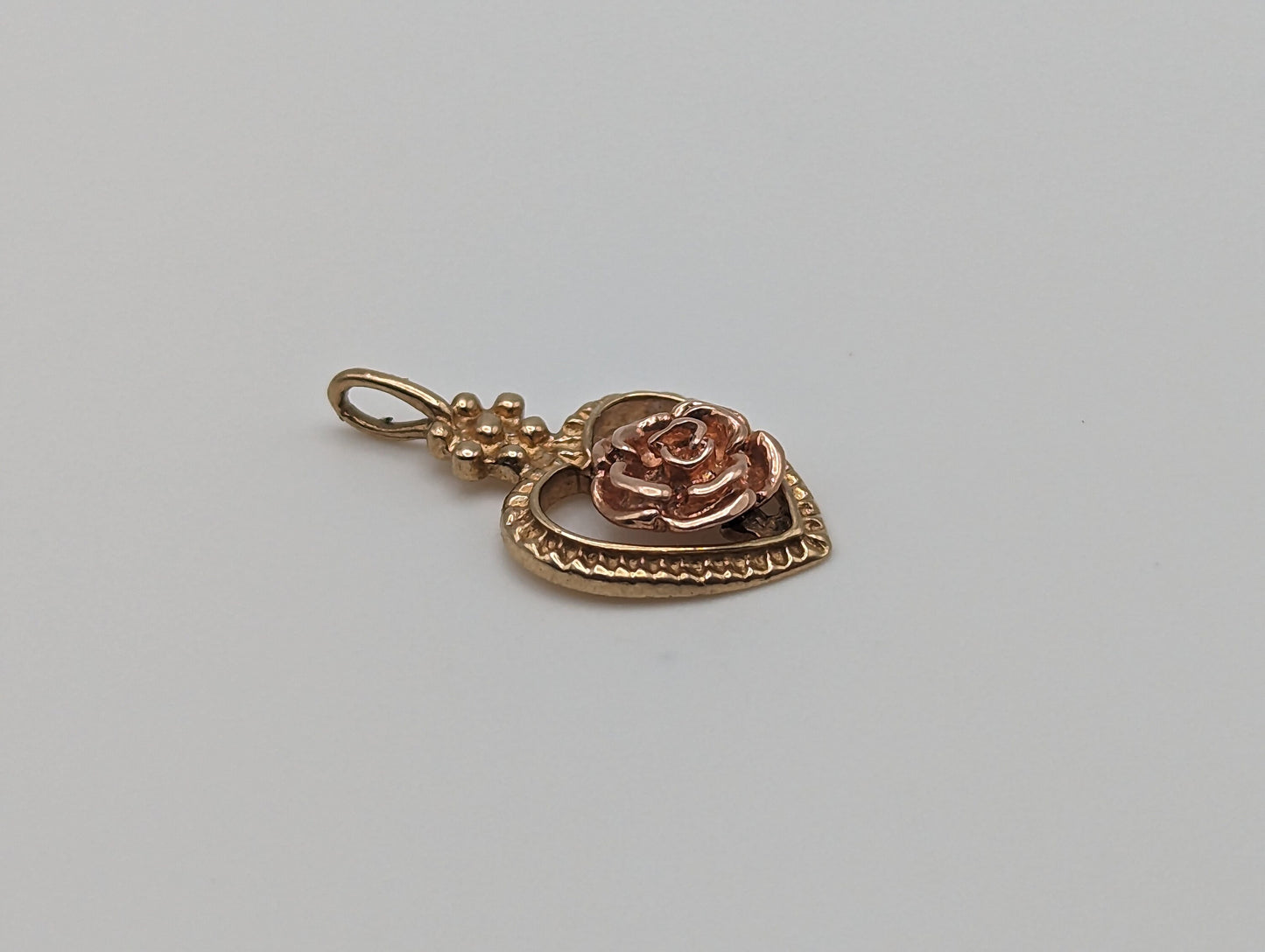 10k Yellow Gold Rose Heart Pendant. 10k Rose Heart Pendant. Complimentary 14k GF necklace