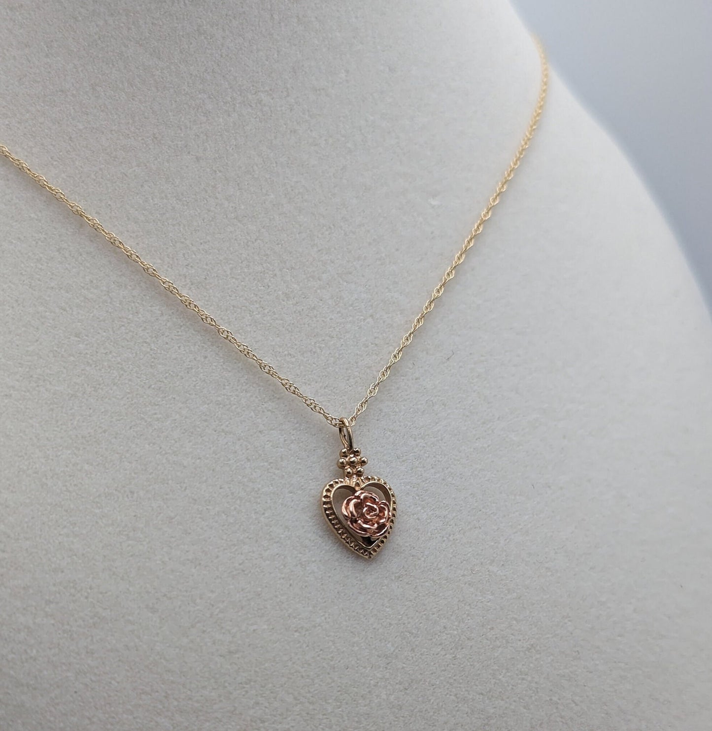 10k Yellow Gold Rose Heart Pendant. 10k Rose Heart Pendant. Complimentary 14k GF necklace