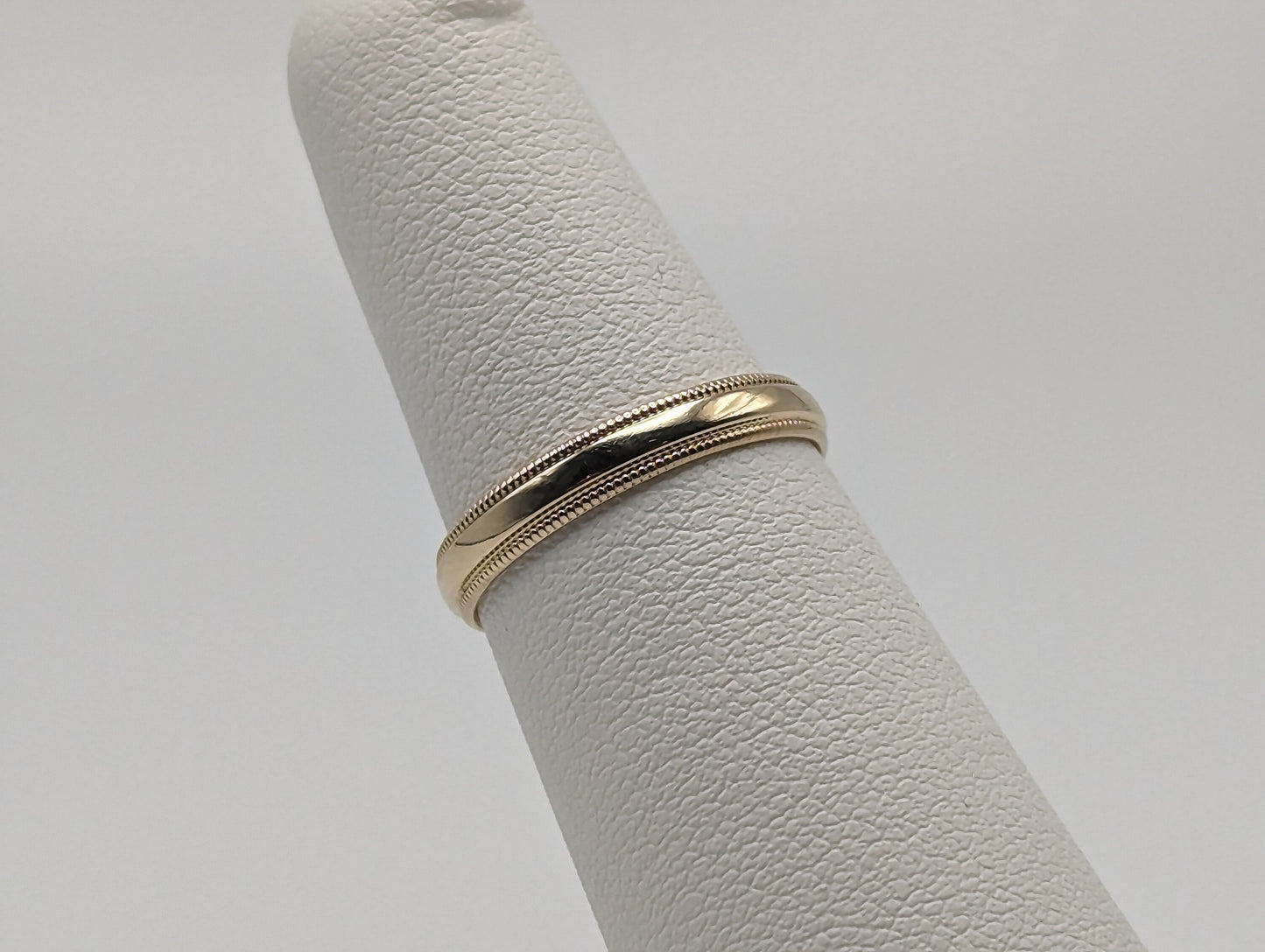 10k 3mm Milgrain Half Round Bead Wedding Band. 10k Yellow Gold Milgrain Bead Band. Yellow Gold Wedding Engagement Band Unisex Wedding Band.