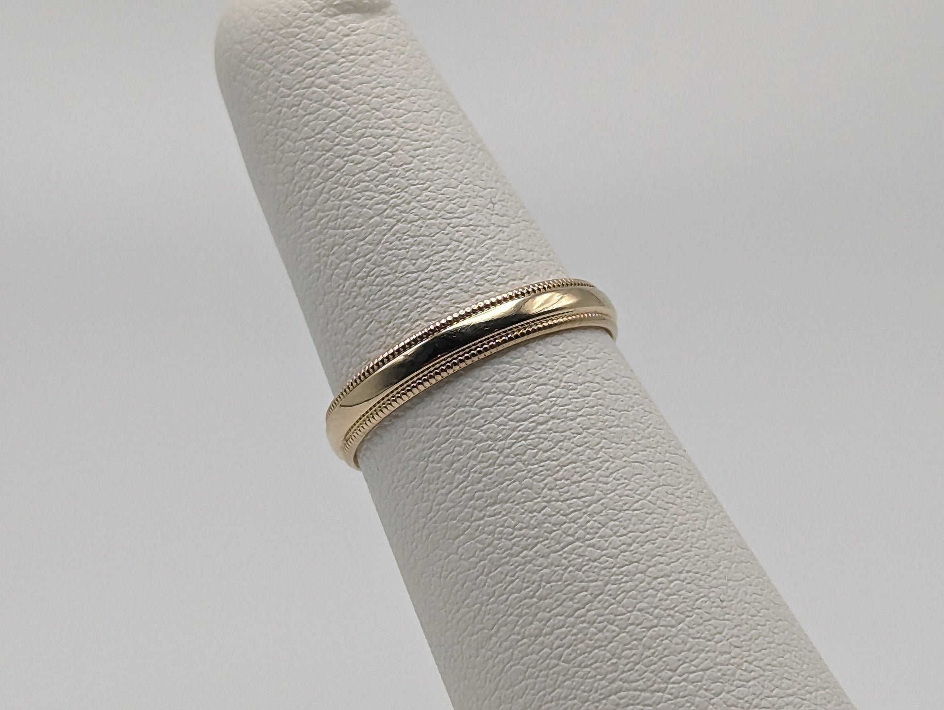 10k 3mm Milgrain Half Round Bead Wedding Band. 10k Yellow Gold Milgrain Bead Band. Yellow Gold Wedding Engagement Band Unisex Wedding Band.