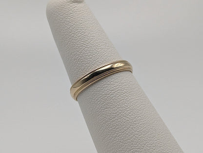 10k 3mm Milgrain Half Round Bead Wedding Band. 10k Yellow Gold Milgrain Bead Band. Yellow Gold Wedding Engagement Band Unisex Wedding Band.
