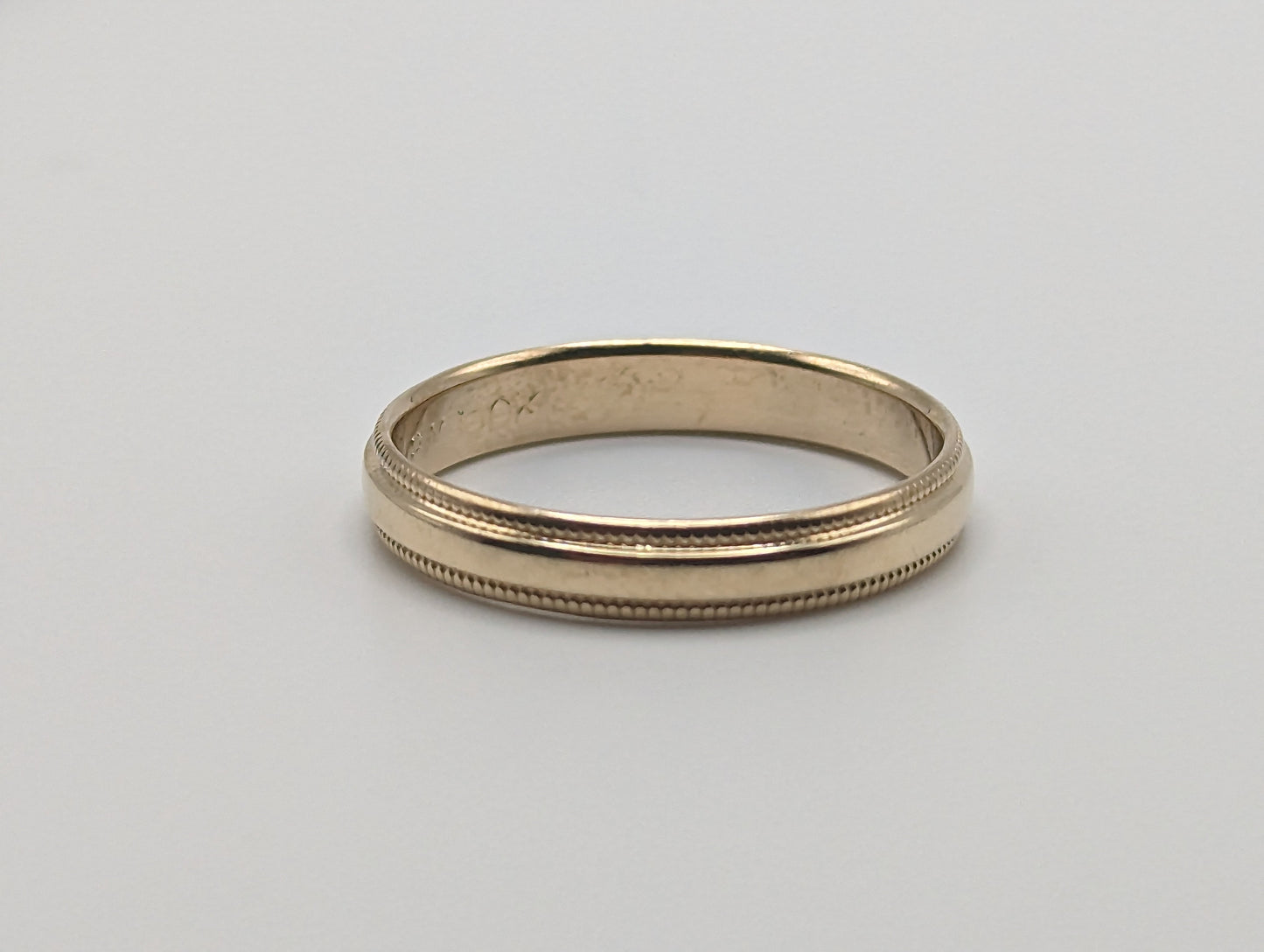 10k 3mm Milgrain Half Round Bead Wedding Band. 10k Yellow Gold Milgrain Bead Band. Yellow Gold Wedding Engagement Band Unisex Wedding Band.