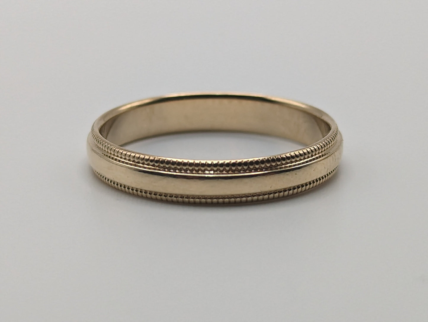 10k 3mm Milgrain Half Round Bead Wedding Band. 10k Yellow Gold Milgrain Bead Band. Yellow Gold Wedding Engagement Band Unisex Wedding Band.