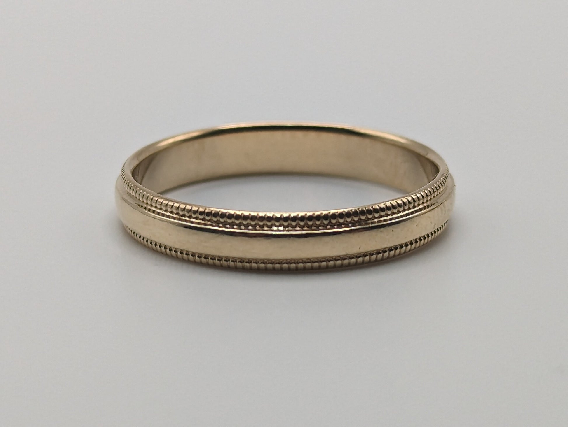 10k 3mm Milgrain Half Round Bead Wedding Band. 10k Yellow Gold Milgrain Bead Band. Yellow Gold Wedding Engagement Band Unisex Wedding Band.