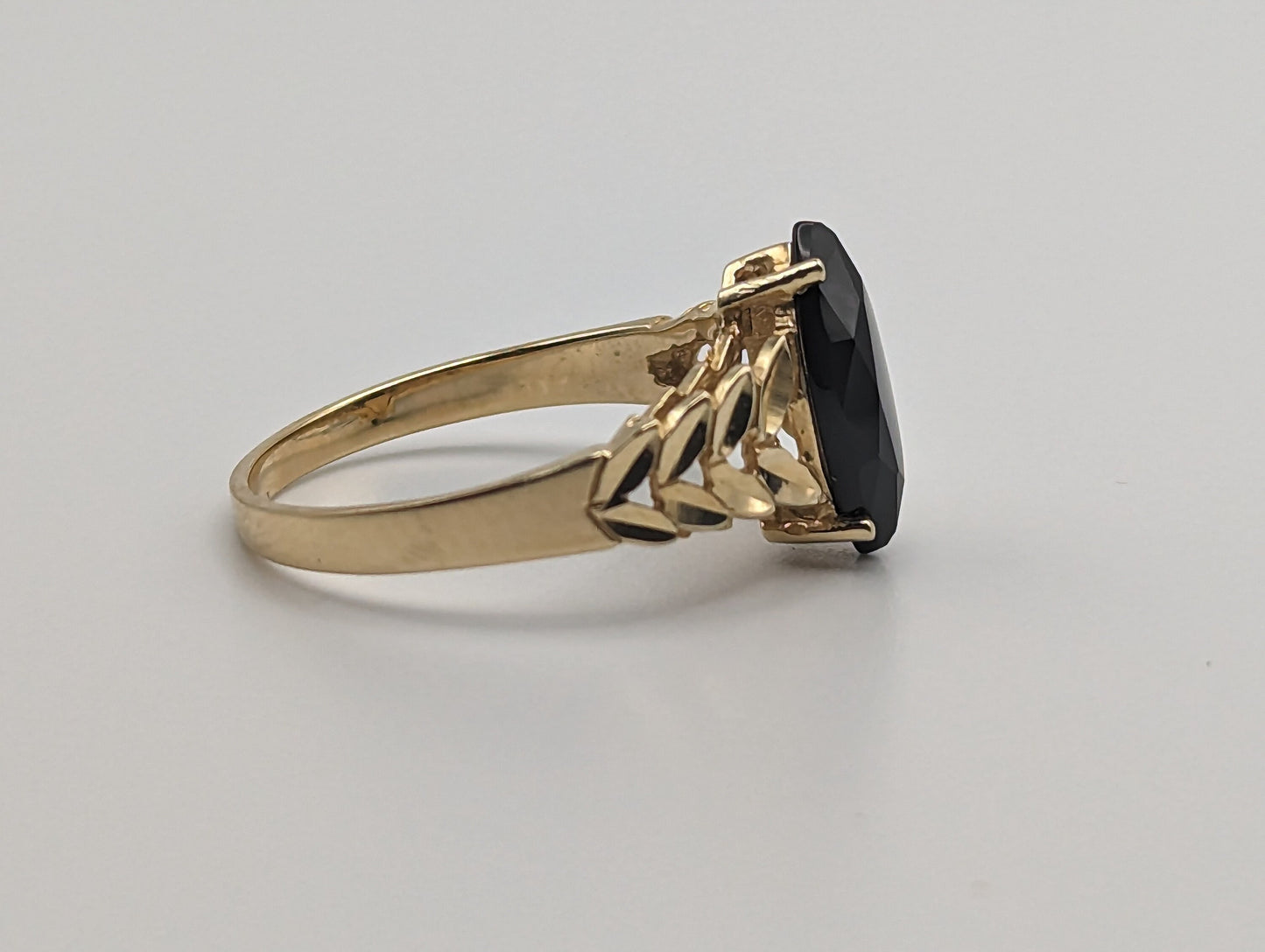 Beverly Hills Gold Black Onyx Ring. Yellow Gold 14k Black Onyx Ring Womens Midnight Black Onyx Ring. 14k Onyx Minimalist Ring.