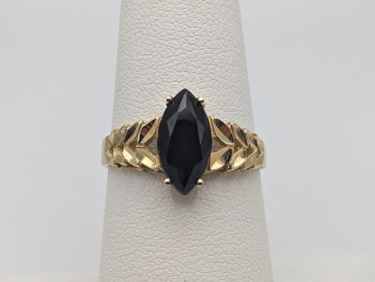Beverly Hills Gold Black Onyx Ring. Yellow Gold 14k Black Onyx Ring Womens Midnight Black Onyx Ring. 14k Onyx Minimalist Ring.