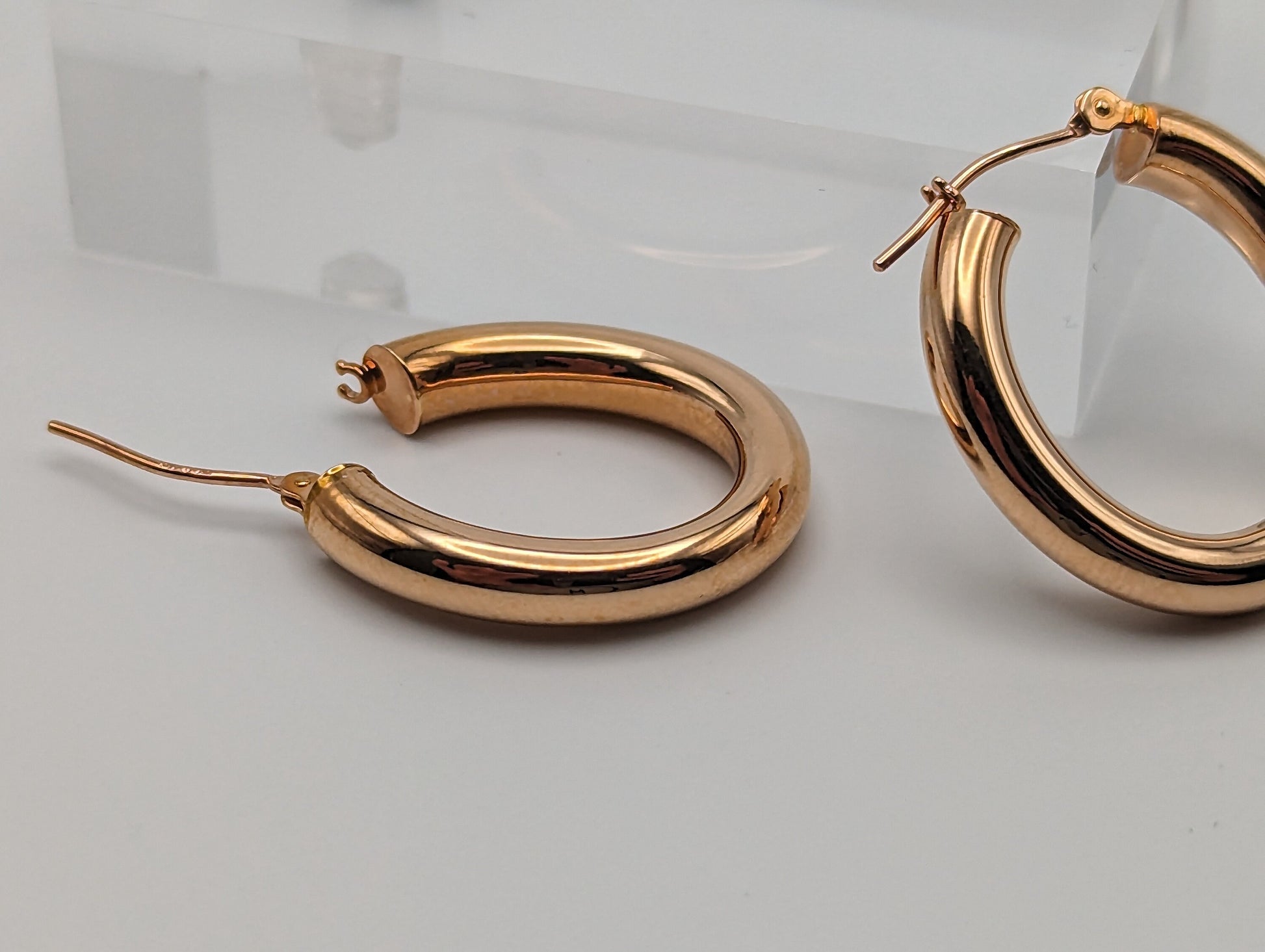 14k Gold Puff Earrings. Jacmel Hoop Earrings.14k Gold Hoop Earrings. 14k Hoop Earrings. 14k JCM earrings.