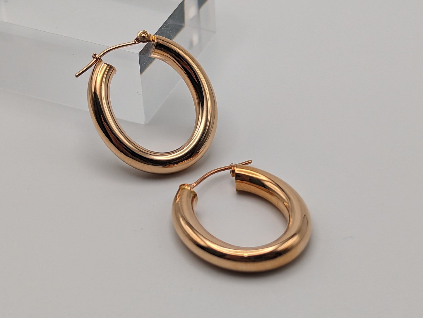 14k Gold Puff Earrings. Jacmel Hoop Earrings.14k Gold Hoop Earrings. 14k Hoop Earrings. 14k JCM earrings.