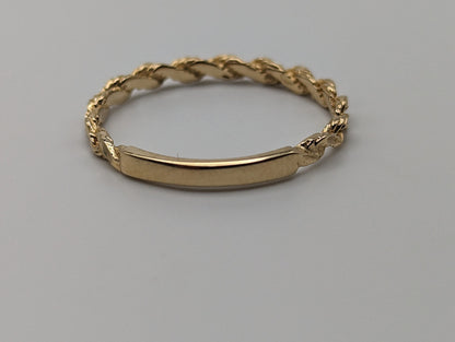 14k Cable Rope Band. 14k Gold Twist Band. 14k Yellow Gold Band. Cable Rope Ring.