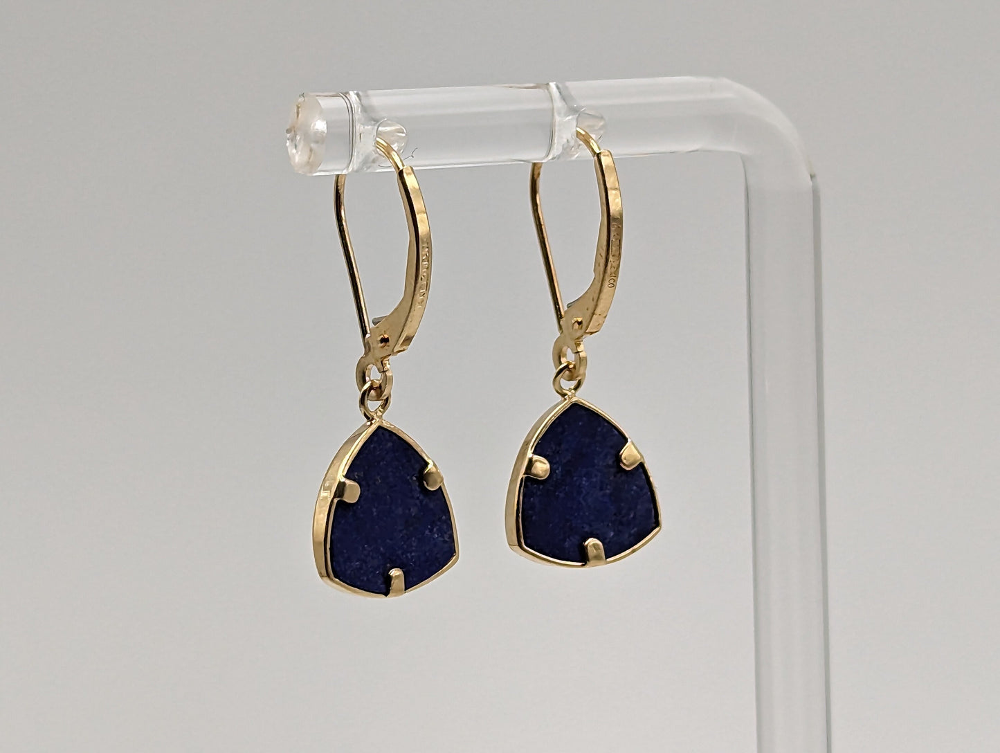 14k Lapis-Lazul Dangle Yellow Gold Earrings. 14k Lapis Dangle Earrings. 14k Yellow Gold Lapis Dangle Earrings.