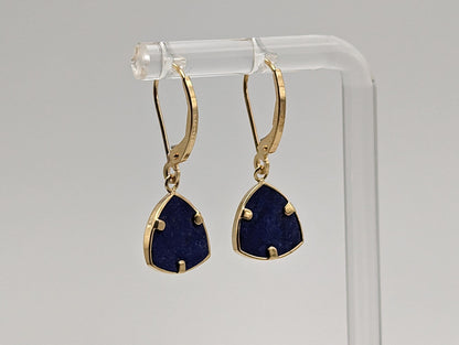 14k Lapis-Lazul Dangle Yellow Gold Earrings. 14k Lapis Dangle Earrings. 14k Yellow Gold Lapis Dangle Earrings.