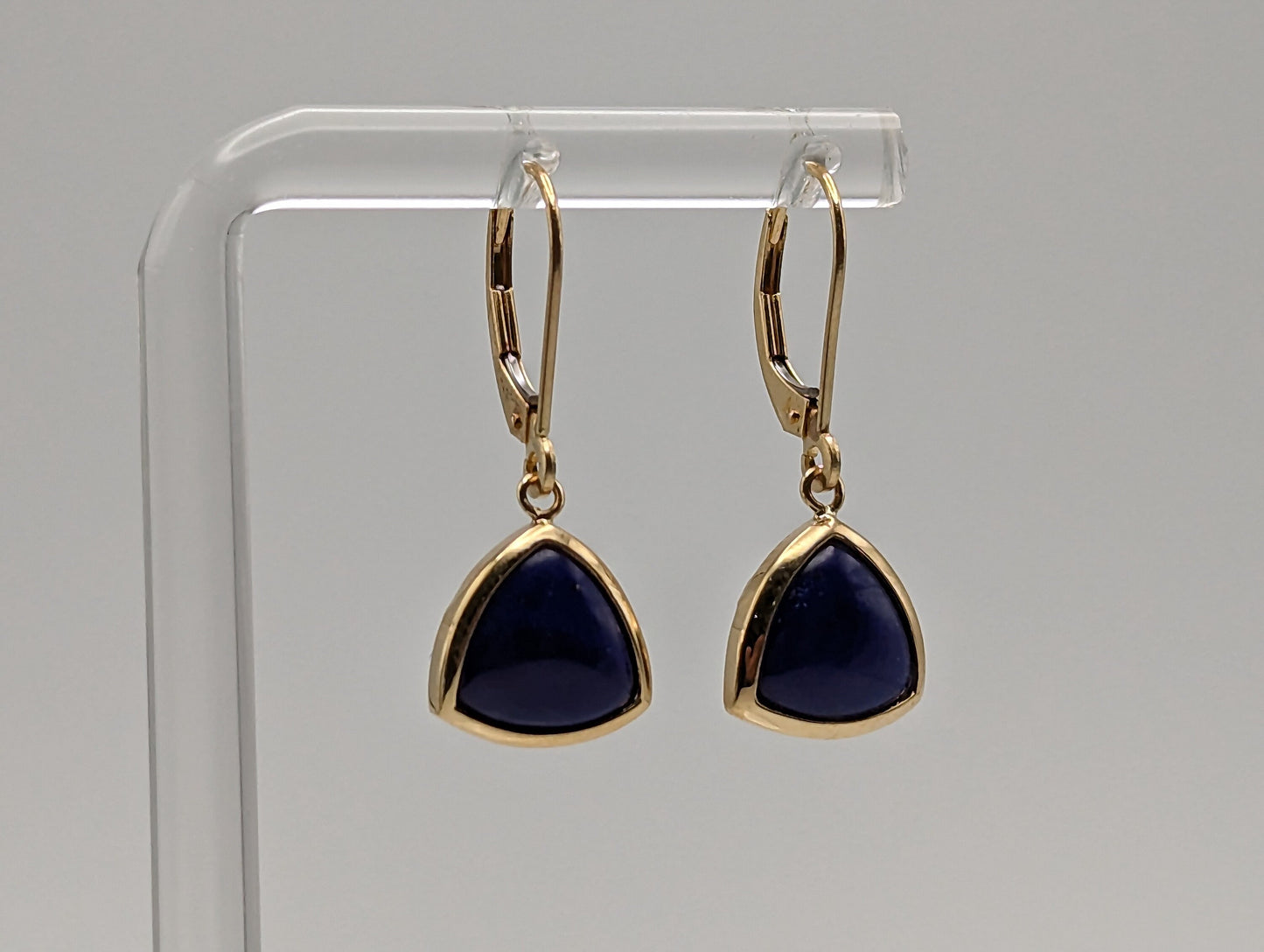 14k Lapis-Lazul Dangle Yellow Gold Earrings. 14k Lapis Dangle Earrings. 14k Yellow Gold Lapis Dangle Earrings.