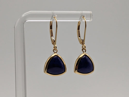 14k Lapis-Lazul Dangle Yellow Gold Earrings. 14k Lapis Dangle Earrings. 14k Yellow Gold Lapis Dangle Earrings.