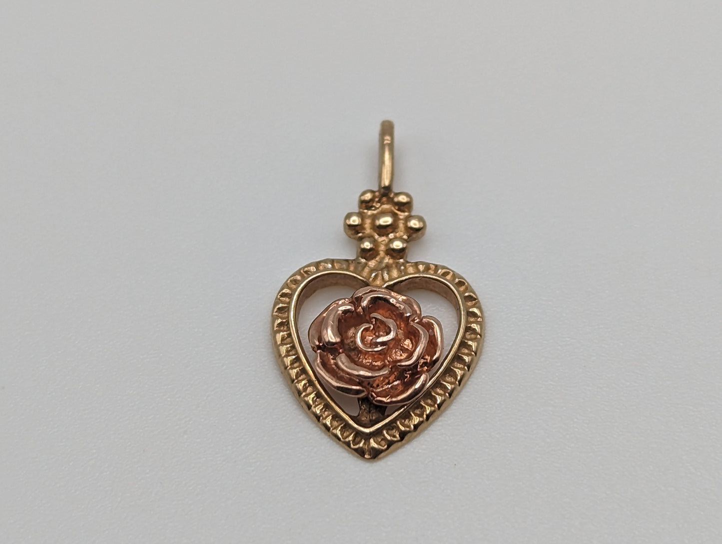 10k Yellow Gold Rose Heart Pendant. 10k Rose Heart Pendant. Complimentary 14k GF necklace