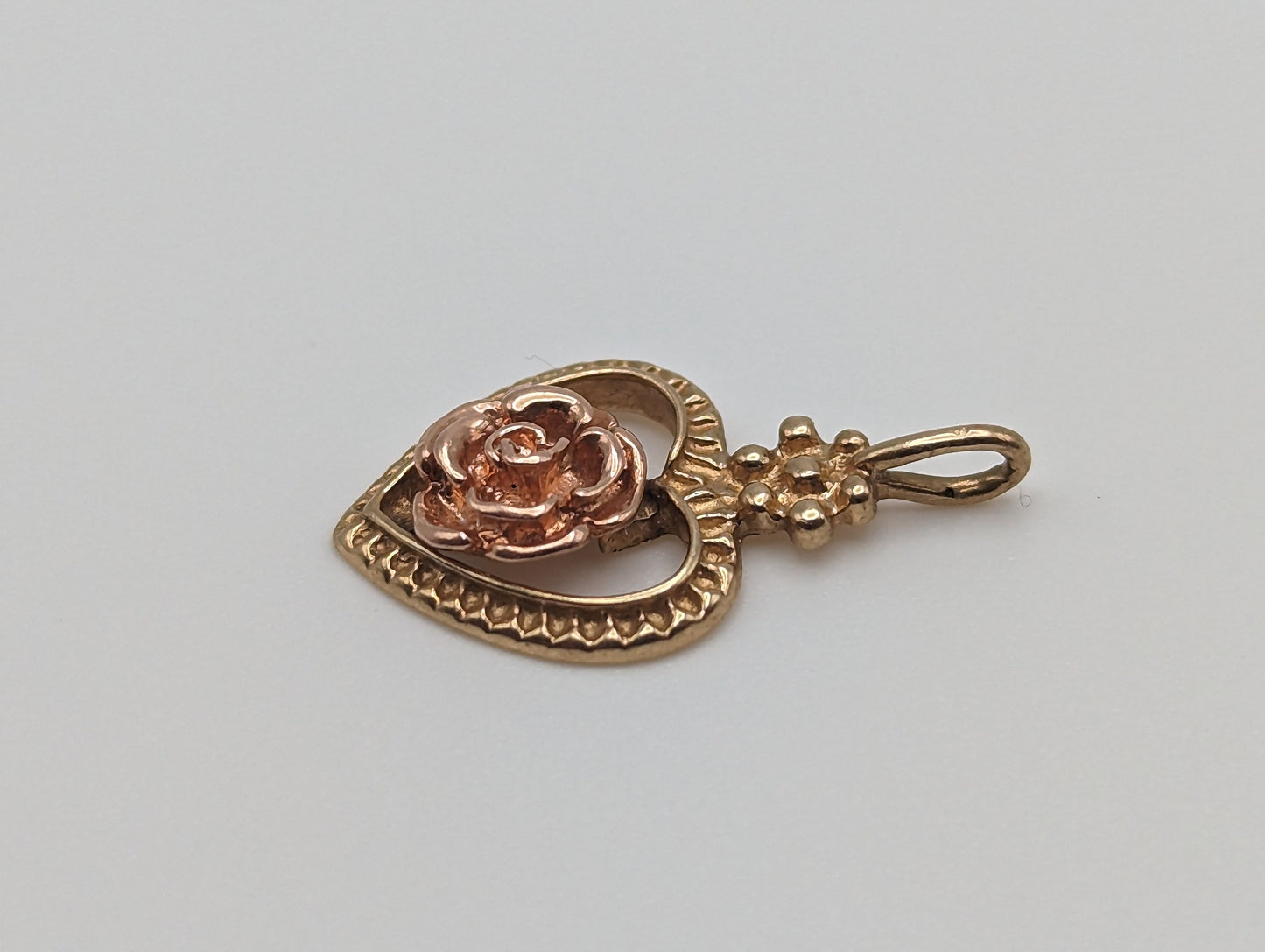 10k Yellow Gold Rose Heart Pendant. 10k Rose Heart Pendant. Complimentary 14k GF necklace