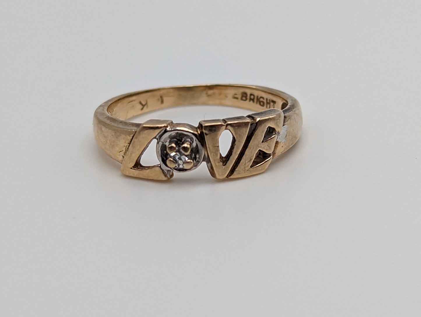 14k Gold Love Ring with Diamond. 14k Dainty Diamond Love Ring. 14k Minimalist Love Ring. 14k Diamond Love Ring.