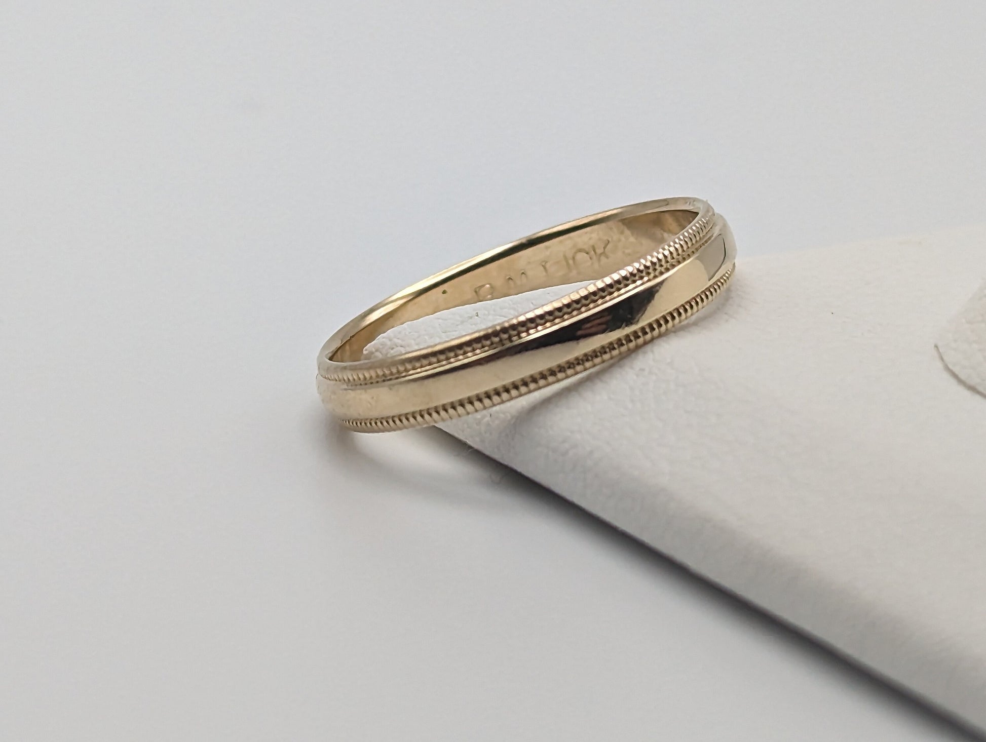 10k 3mm Milgrain Half Round Bead Wedding Band. 10k Yellow Gold Milgrain Bead Band. Yellow Gold Wedding Engagement Band Unisex Wedding Band.