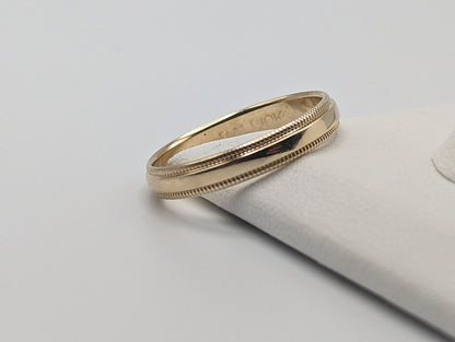 10k 3mm Milgrain Half Round Bead Wedding Band. 10k Yellow Gold Milgrain Bead Band. Yellow Gold Wedding Engagement Band Unisex Wedding Band.