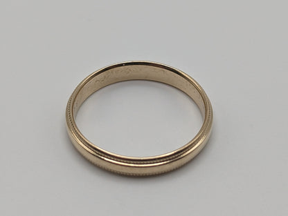 10k 3mm Milgrain Half Round Bead Wedding Band. 10k Yellow Gold Milgrain Bead Band. Yellow Gold Wedding Engagement Band Unisex Wedding Band.