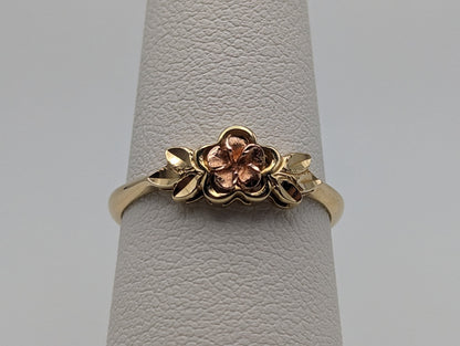 14k Tri Color Beverly Hills Gold Rose Ring. Gold Rose Ring. Flower Ring. 14k Rose Ring.