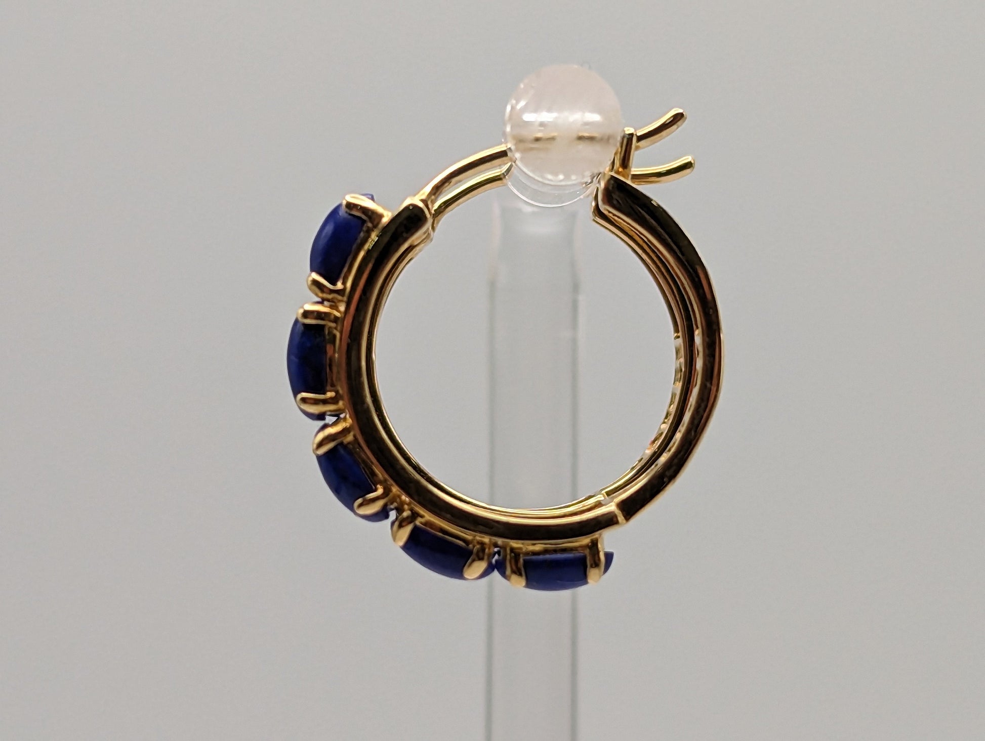 14k Lapis-Lazuli Hoop Yellow Gold Earrings. 14k Lapis Hoop Earrings. 14k Yellow Gold Lapis Hoops.