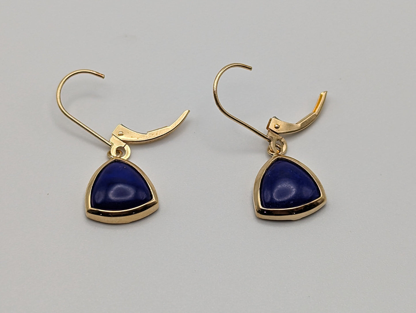 14k Lapis-Lazul Dangle Yellow Gold Earrings. 14k Lapis Dangle Earrings. 14k Yellow Gold Lapis Dangle Earrings.