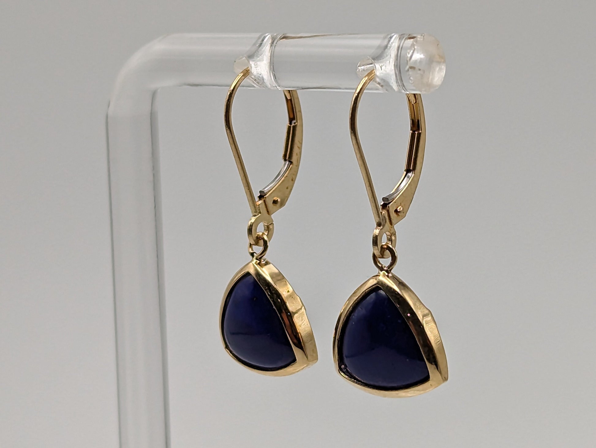 14k Lapis-Lazul Dangle Yellow Gold Earrings. 14k Lapis Dangle Earrings. 14k Yellow Gold Lapis Dangle Earrings.