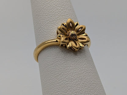 18k Yellow Gold Open Flower Ring. 18k Gold Daisy Ring. Flower Ring. 18k Rose Ring.