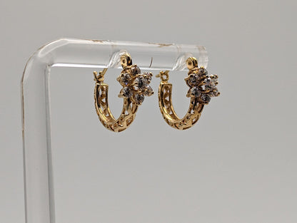 14k Gold Flower Hoop Earrings. Flower Hoop Earrings. Gold Hoops. Dainty Hoops. 14k Flower Hoops. 14k Flower Earrings.