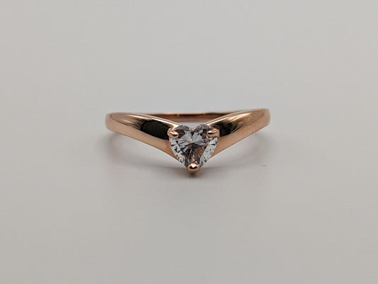 14k Rose Gold Heart Ring. 14k Rose Gold Promise Ring. 14k Rose Gold Heart Band. 14k Heart Minimalist Ring.