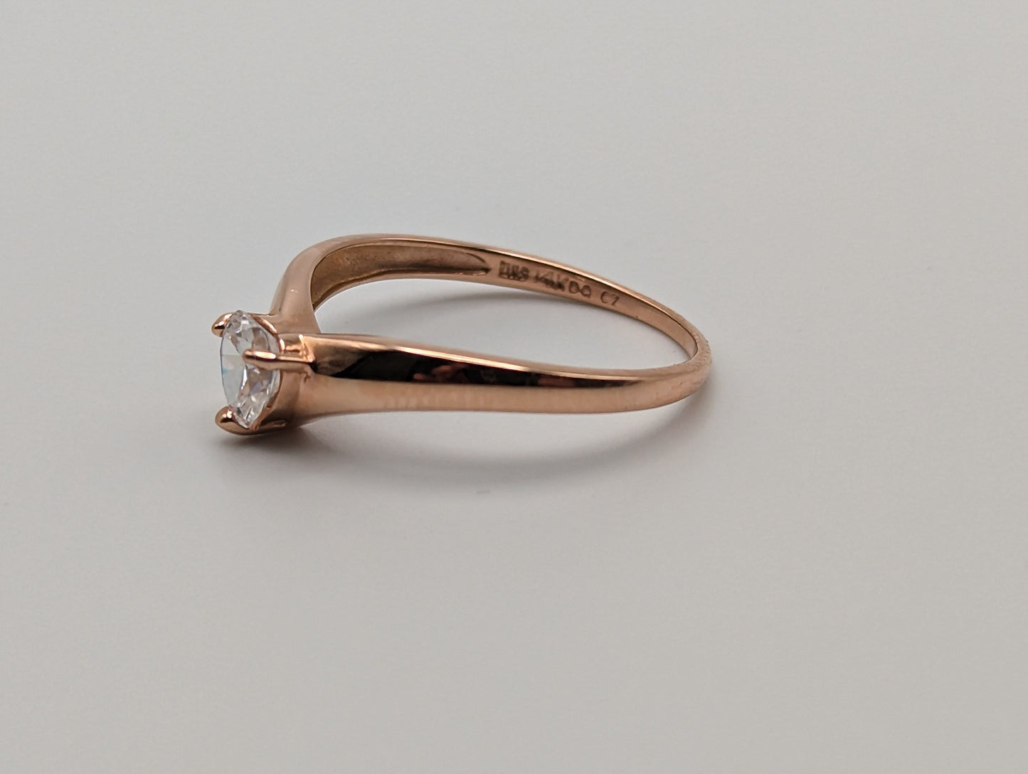 14k Rose Gold Heart Ring. 14k Rose Gold Promise Ring. 14k Rose Gold Heart Band. 14k Heart Minimalist Ring.