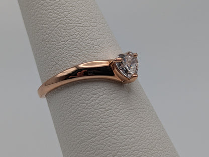 14k Rose Gold Heart Ring. 14k Rose Gold Promise Ring. 14k Rose Gold Heart Band. 14k Heart Minimalist Ring.