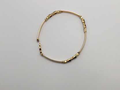 10K Solid Yellow Gold Oval Blue Sapphire & Diamond Tennis Bracelet 8” Delicate Sapphire Tennis Bracelet