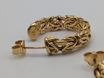 Large & Heavy Italy 14k Yellow Gold Bystin Hoops Rope Twist Hoops. 14k Chain Link Twist Hoops. 14k Yellow Gold Hoops.