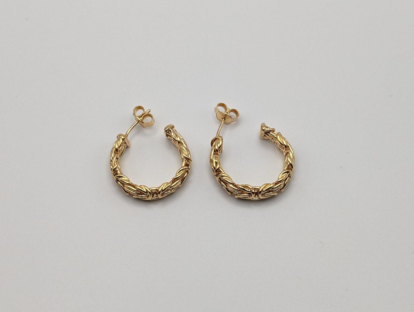 Large & Heavy Italy 14k Yellow Gold Bystin Hoops Rope Twist Hoops. 14k Chain Link Twist Hoops. 14k Yellow Gold Hoops.