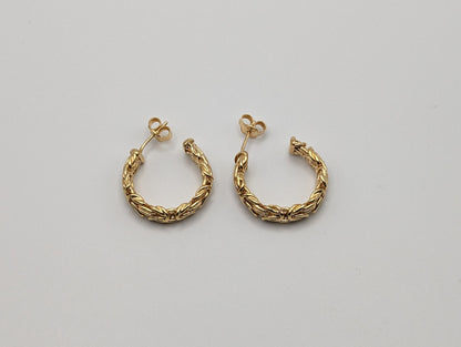 Large & Heavy Italy 14k Yellow Gold Bystin Hoops Rope Twist Hoops. 14k Chain Link Twist Hoops. 14k Yellow Gold Hoops.