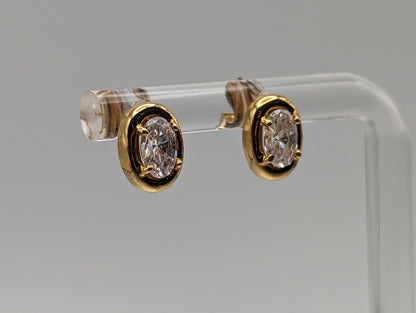 14K Yellow Gold 5x4 mm Oval Cubic Zirconia Stud Earrings 14k Yellow Gold Studs Minimalist Studs