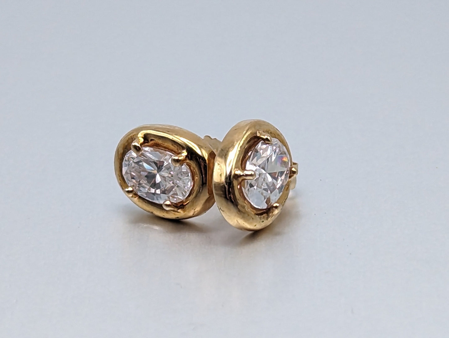 14K Yellow Gold 5x4 mm Oval Cubic Zirconia Stud Earrings 14k Yellow Gold Studs Minimalist Studs