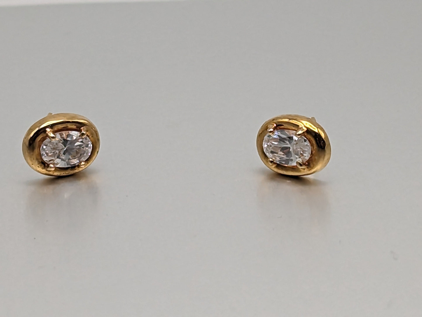 14K Yellow Gold 5x4 mm Oval Cubic Zirconia Stud Earrings 14k Yellow Gold Studs Minimalist Studs