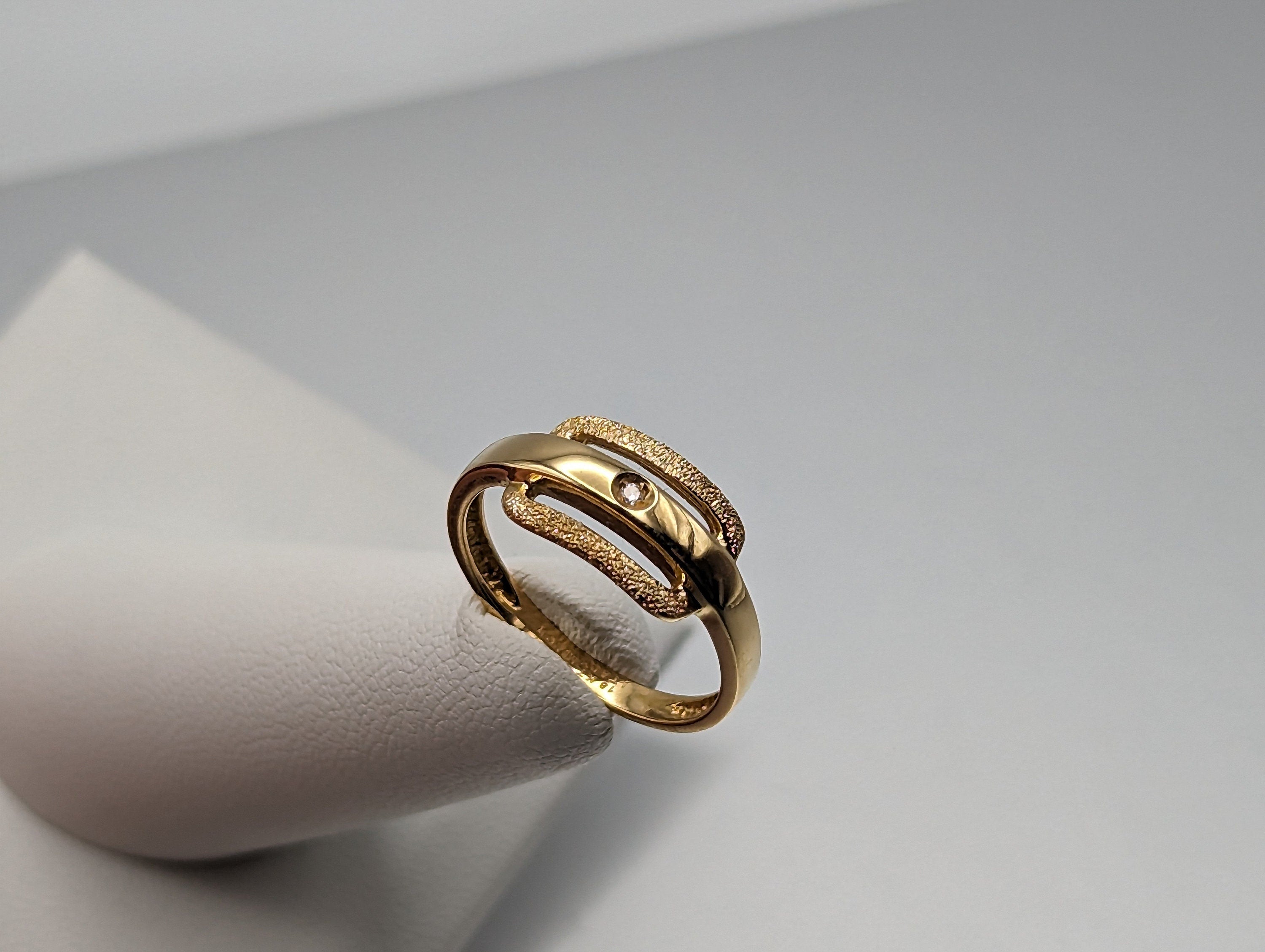 18k Milor Italy Gold Diamond Ring Mid Century Modern Yellow Gold Diamo ...