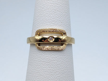18k Milor Italy Gold Diamond Ring Mid Century Modern Yellow Gold Diamond 18k Italian Gold Diamond Ring.