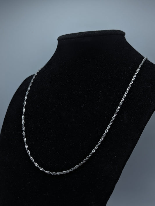 18k Milor Italy White Gold Singapore Necklace Chain. 18k White Gold Chain 24 " Minimalist 18k White Gold Chain.