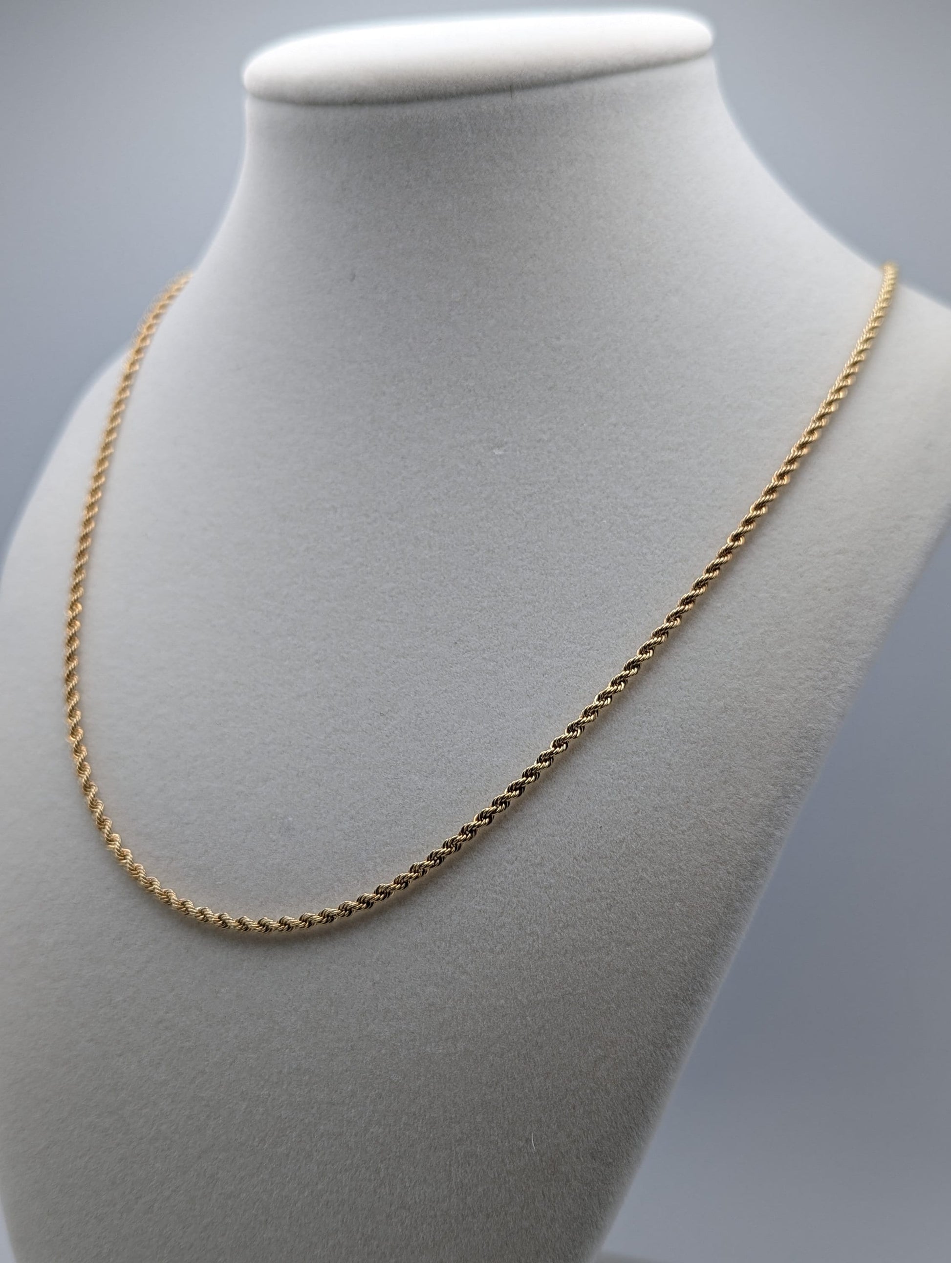 18k Milor Gold Italian Rope Chain Necklace. 22 inch Milor Yellow Gold Rope Chain. 18k Italian Rope Necklace.