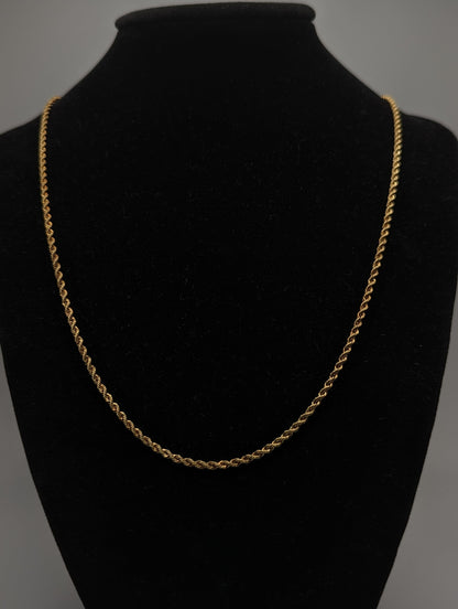 18k Milor Gold Italian Rope Chain Necklace. 22 inch Milor Yellow Gold Rope Chain. 18k Italian Rope Necklace.